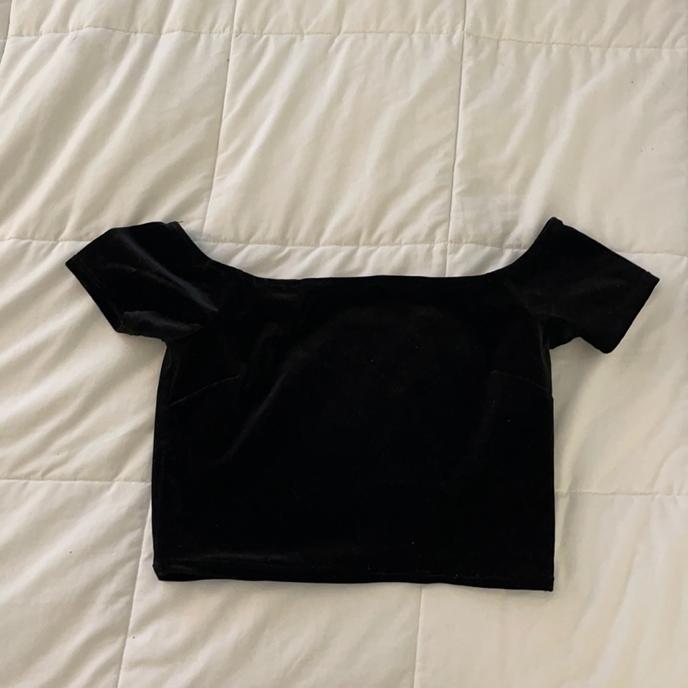 Velvet off the shoulder crop top